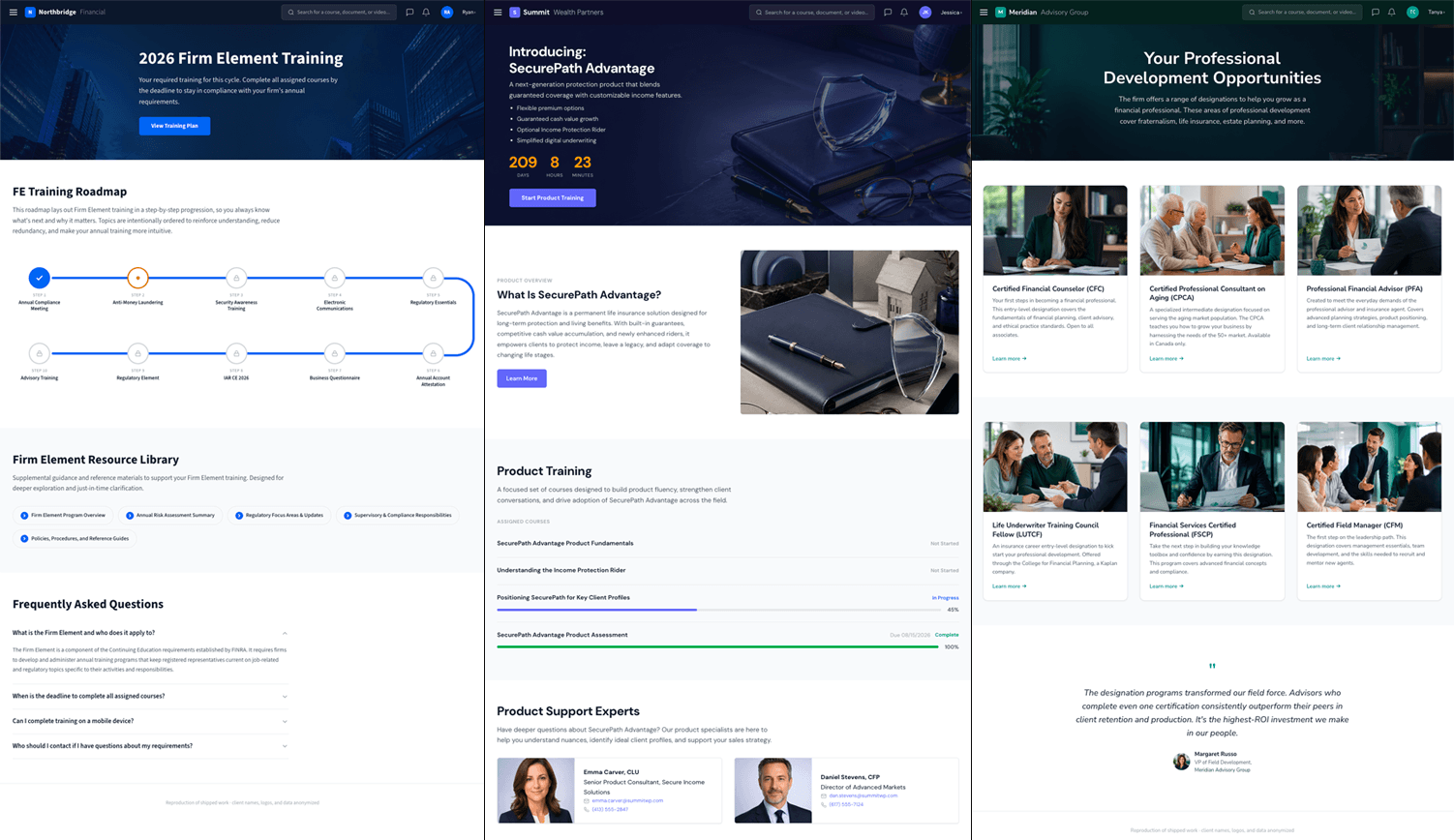 Page Builder examples — multiple pages built with the system